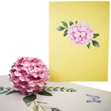 Pink Hydrangea Flower 3D Pop Up Card UK